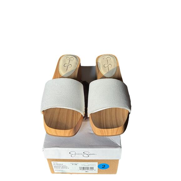 Jessica Simpson Shoes - NWT Jessica Simpson Women’s Rexile White Studded Clogs Size 8.5 M Comfort Slip-O